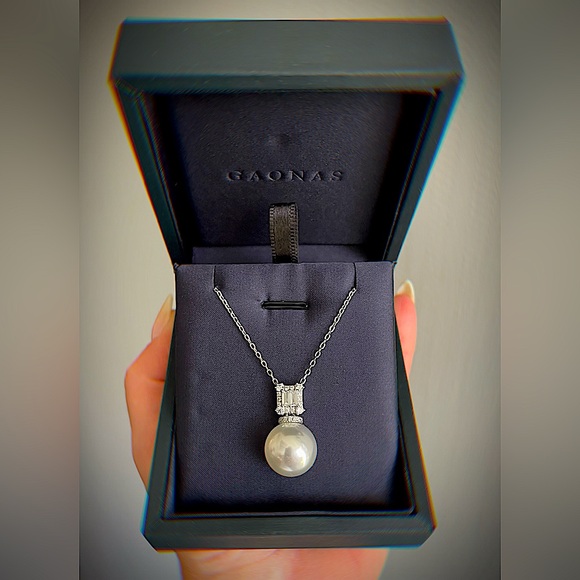 New Never Worn 🎁✨.. GAONAS Sterling Silver Stationary Pearl Pendant Necklace - Picture 3 of 7